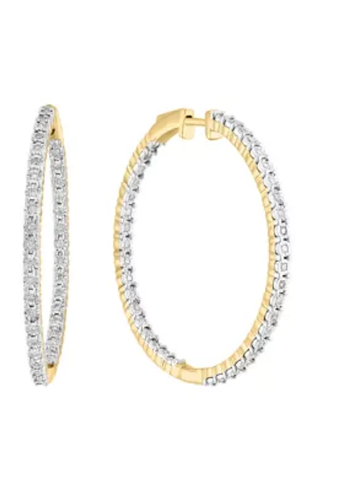 3/8 ct. t.w. Diamond Miracle Hoop Earrings in Gold Plated Metal