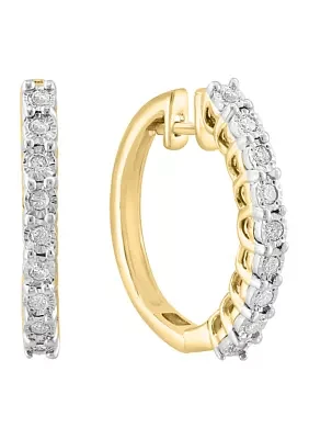 1/5 ct. t.w. Miracle Set Diamond Hoop Earrings in Gold Plated Sterling Silver 