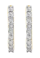 1/5 ct. t.w. Miracle Set Diamond Hoop Earrings in Gold Plated Sterling Silver 