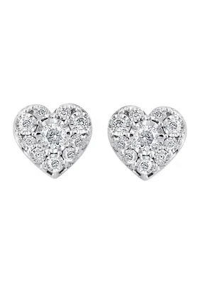 1/4 ct. t.w. Diamond Heart Earrings in Sterling Silver 