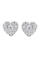 1/4 ct. t.w. Diamond Heart Earrings in Sterling Silver 