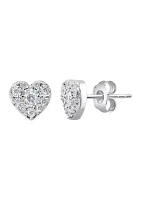 1/4 ct. t.w. Diamond Heart Earrings in Sterling Silver 