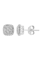 3/8 ct. t.w. Diamond Button Earrings in Sterling Silver