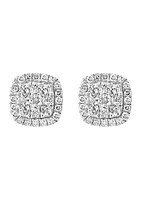 3/8 ct. t.w. Diamond Button Earrings in Sterling Silver