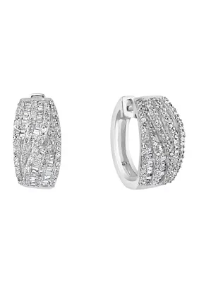 Sterling Silver 1 ct. t.w. Diamond Miracle Set Hoops