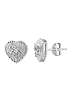 1/10 ct. t.w. Diamond Heart Earrings in Sterling Silver 