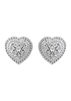 1/10 ct. t.w. Diamond Heart Earrings in Sterling Silver 