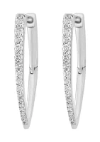 1/4 ct. t.w. Diamond Hoop Earrings in Sterling SIlver