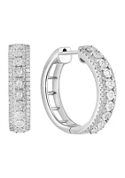 Diamond Miracle Set Hoop Earrings in Sterling Silver