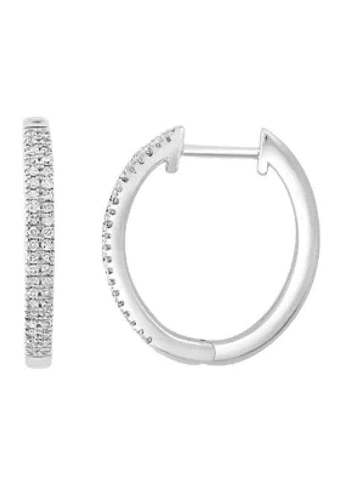 1/4 ct. t.w. Diamond Round Hoop Earrings in Sterling Silver