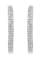 1/4 ct. t.w. Diamond Round Hoop Earrings in Sterling Silver