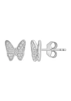 Diamond Butterfly Earrings in Sterling Silver