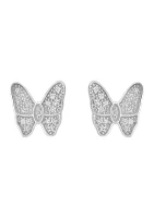 Diamond Butterfly Earrings in Sterling Silver