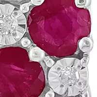 Diamond and Natural Ruby Earrings in Sterling Silver