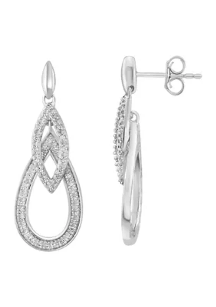 Diamond Drop Earrings in Sterling Silver