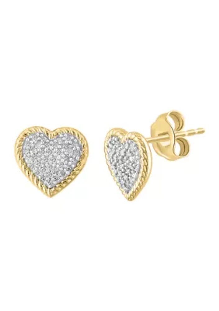 1/5 ct. t.w. Diamond Heart Earrings in Gold Over Sterling Silver