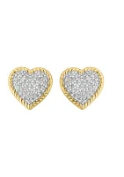 1/5 ct. t.w. Diamond Heart Earrings in Gold Over Sterling Silver