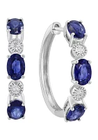 Diamond and Sapphire Earrings in Sterling Silver