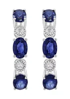 Diamond and Sapphire Earrings in Sterling Silver