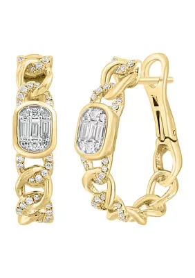 1/2 ct. t.w. Diamond Hoop Earrings in 14K Yellow Gold