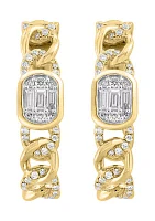 1/2 ct. t.w. Diamond Hoop Earrings in 14K Yellow Gold