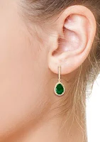 Diamond and Emerald Drop Earrings in 14K Yellow Gold