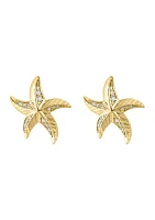 1/6 ct. t.w. Diamond Starfish Earrings in 14K Yellow Gold