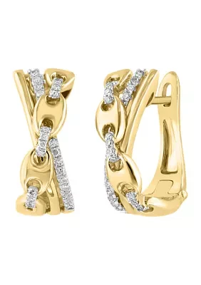 1/6 ct. t.w. Diamond Hoop Earrings in Gold Plated Metal