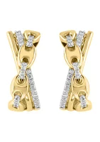 1/6 ct. t.w. Diamond Hoop Earrings in Gold Plated Metal