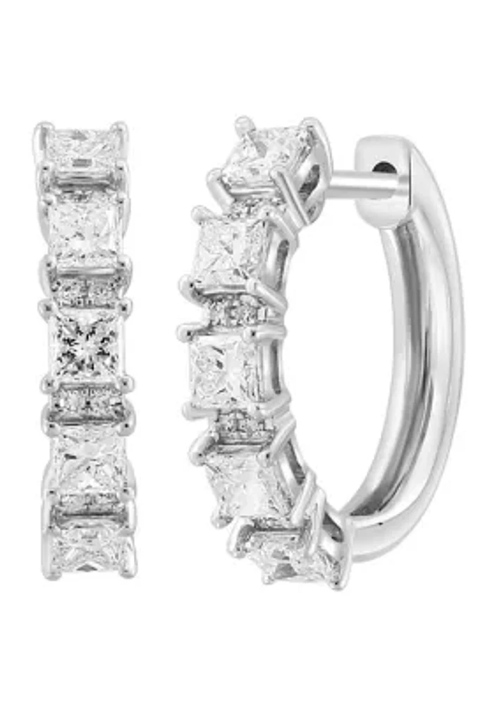 7/8 ct. t.w. Diamond Hoop Earrings in 14K White Gold