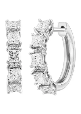 7/8 ct. t.w. Diamond Hoop Earrings in 14K White Gold