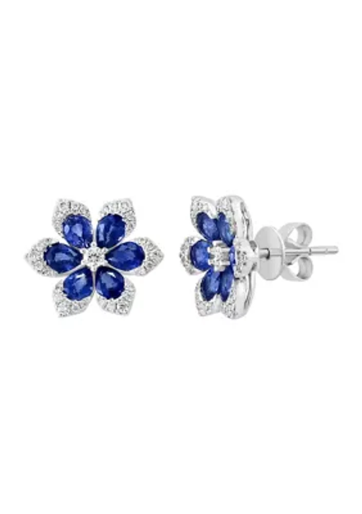 1/4 ct. t.w. Diamond and 2.85 ct. t.w. Sapphire Earrings in 14K White Gold 