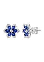 1/4 ct. t.w. Diamond and 2.85 ct. t.w. Sapphire Earrings in 14K White Gold 