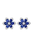 1/4 ct. t.w. Diamond and 2.85 ct. t.w. Sapphire Earrings in 14K White Gold 