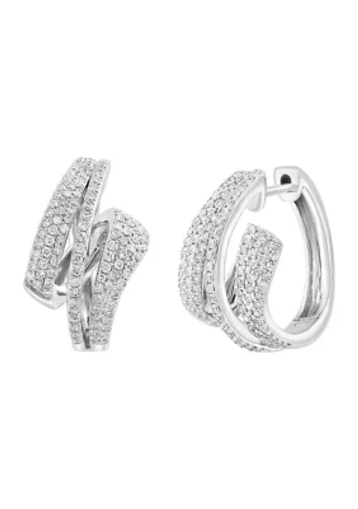 3/4 ct. t.w. Diamond Hoop Earrings in 14K White Gold