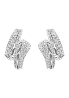 3/4 ct. t.w. Diamond Hoop Earrings in 14K White Gold