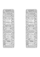 3/4 ct. t.w. Diamond Hoop Earrings in 14K White Gold