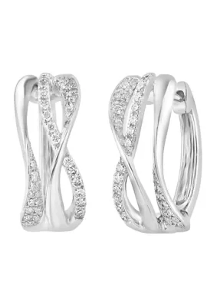 3 ct. t.w. Diamond Hoop Earrings in Sterling Silver