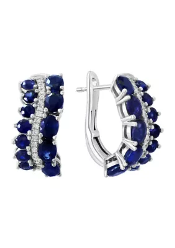 1/8 ct. t.w. Diamond and 3.67 ct. t.w. Sapphire Earrings in 14K White Gold