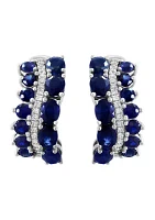 1/8 ct. t.w. Diamond and 3.67 ct. t.w. Sapphire Earrings in 14K White Gold 