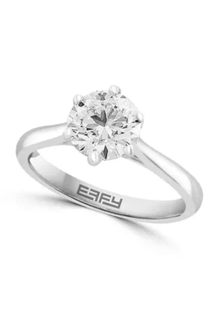 Lab Created 14K White Gold Lab Grown Diamond Ring (With ct. t.w. Center Size