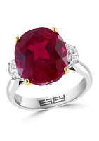 Lab Created Diamond and Ruby Ring in 14K Two Tone Gold