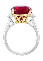 Lab Created Diamond and Ruby Ring in 14K Two Tone Gold