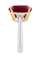 Lab Created Diamond and Ruby Ring in 14K Two Tone Gold