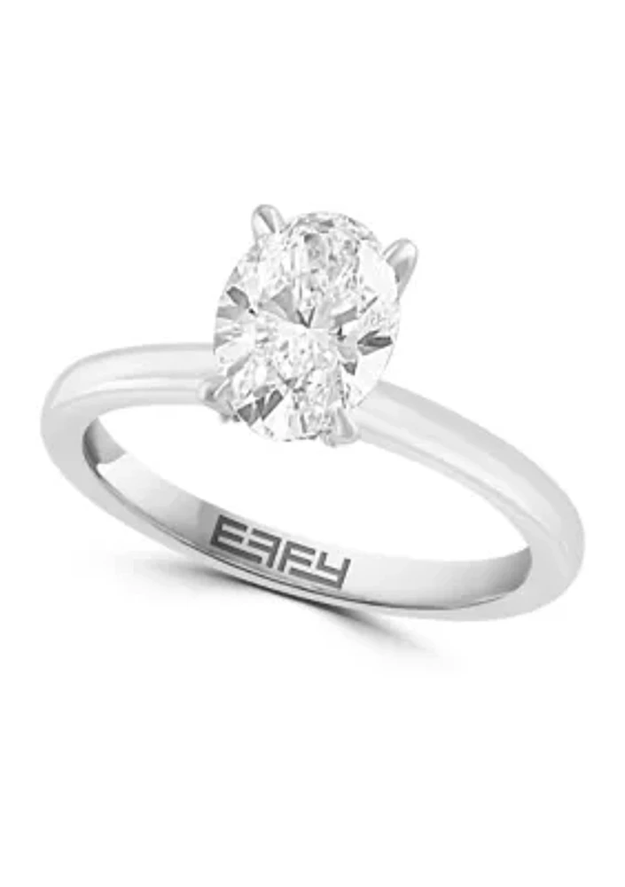 1.58 ct. t.w. Lab Created Diamond Oval Solitaire Ring in 14K White Gold with 1.5 ct. t.w. Center