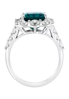 Lab Created Diamond and Emerald Ring in 14K Gold