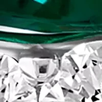 Lab Created Diamond and Emerald Ring in 14K White Gold