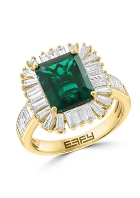 1.37 ct. t.w. Lab Grown Diamond and Emerald Ring in 14K Yellow Gold