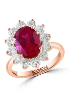 Lab Created Diamond and Ruby Ring in 14K Rose Gold