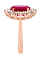 Lab Created Diamond and Ruby Ring in 14K Rose Gold